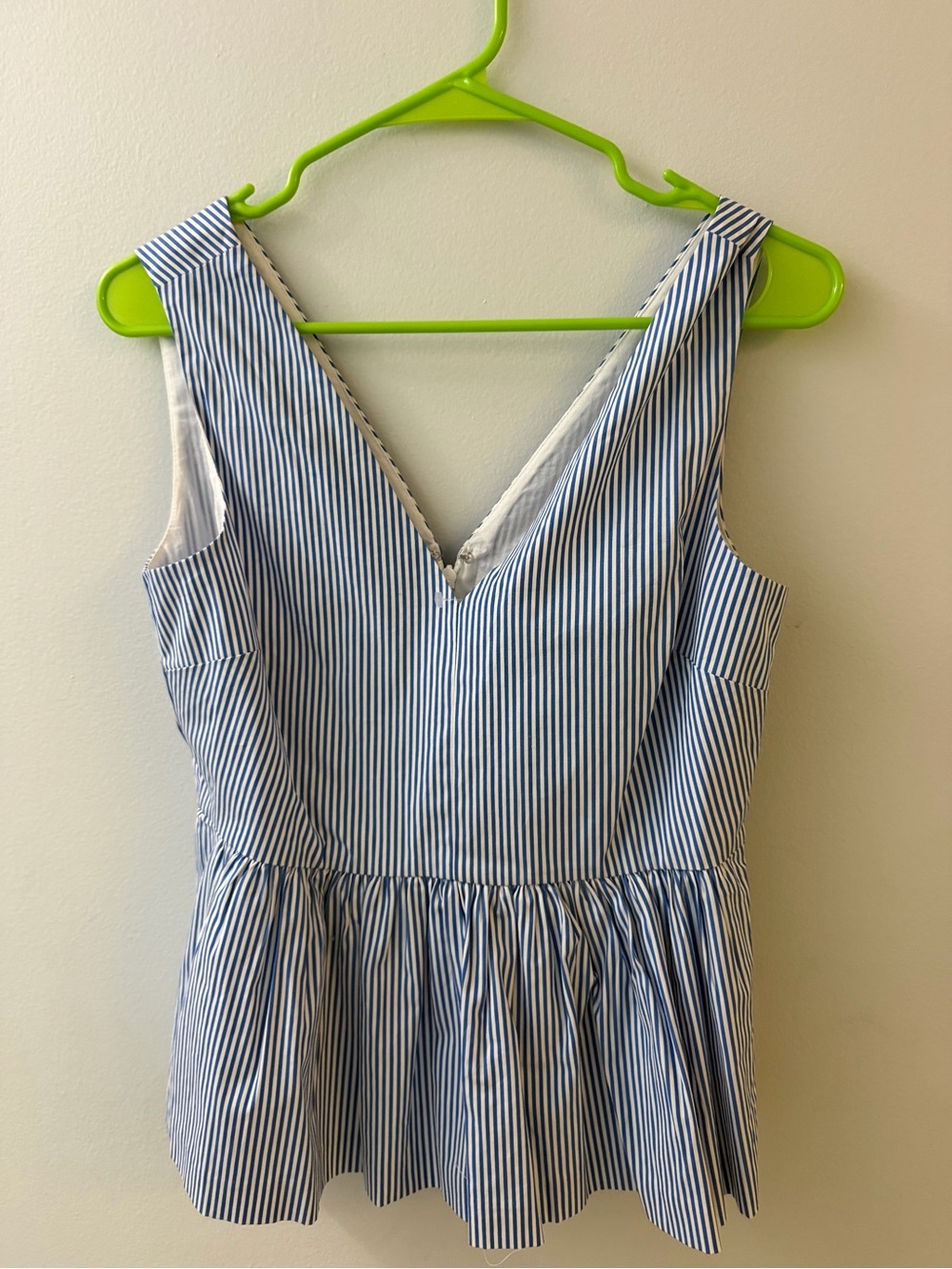 J. Crew Blue & White Striped Peplum Tank